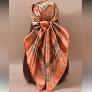 Elegant Orange and Gold Scarf S49